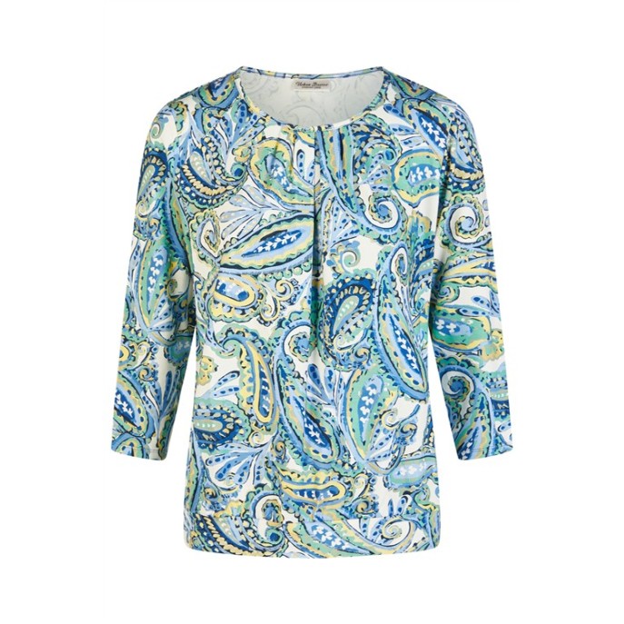 Barbara Lebek blouson shirt 6153 Blauw groen paisley